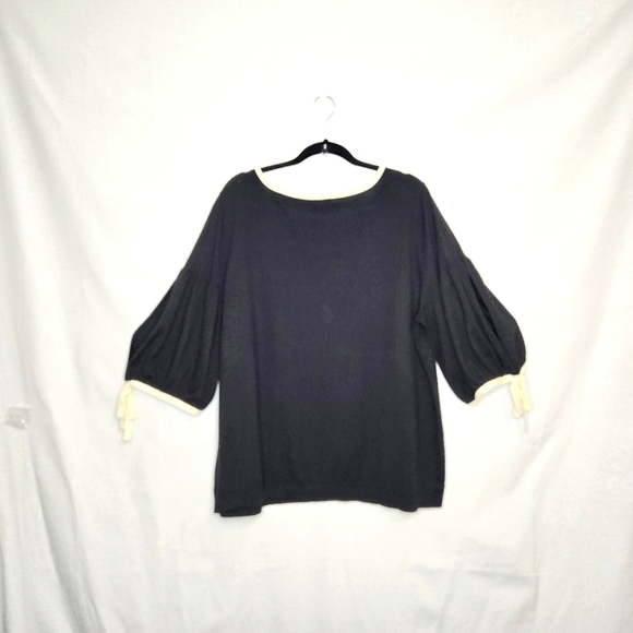 Talbots split sleeve sweater.  Black/cream.  Size 2X - Picture 2 of 10